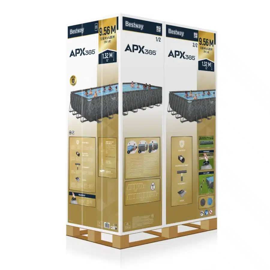 בריכת מלבנית APX 365 (9.56X4.88X1.32 סמ) 561KJ מבית BESTWAY