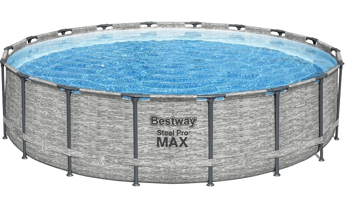 בריכת מסגרת עגולה Bestway Steel Pro MAX עם דפנות דמוי בריקים מלאה מים | yrz