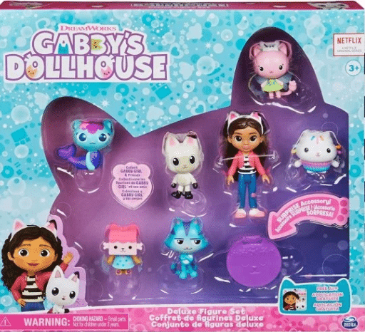 אריזת Gabby’s Dollhouse עם 7 דמויות דלוקס ואביזר סגול | yrz