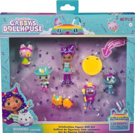 מארז Gabby’s Dollhouse עם 6 דמויות קטנות ואביזרי מסיבה בקופסת חלון | yrz