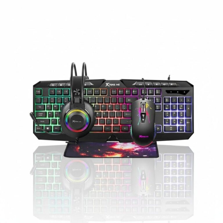 סט גיימינג XSTRIKE-ME הכולל מקלדת מוארת RGB, עכבר, אוזניות ומשטח עכבר | yrz