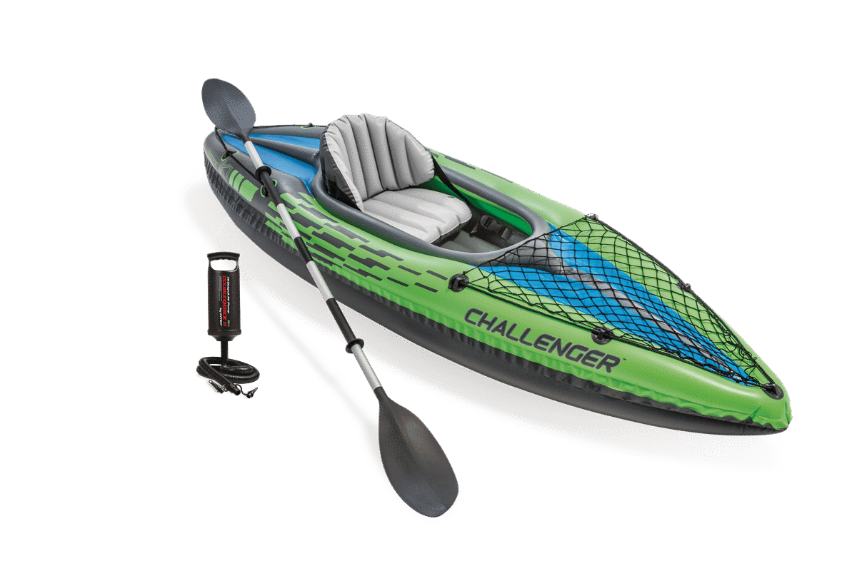 קיאק מתנפח INTEX Challenger K1 בצבע ירוק עם משוט ומשאבה | yrz